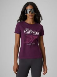 4F T-shirt slim z nadrukiem damski - fioletowy XL. Fioletowe t-shirty damskie 4f, xl, bez wzorów, z bawełny, klasyczne, bez kołnierzyka. Za 59.99 zł.