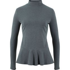 Wygodny shirt z falbaną, długi rękaw bonprix antracytowy. Bluzki damskie bonprix. Za 32.99 zł.