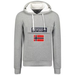 Bluza z kapturem męska Geographical Norway Gadrien DB MEN 054 szara. Szare bluzy sportowe męskie Geographical Norway, m, bez wzorów, z kapturem. Za 149.00 zł.