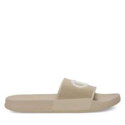 Klapki Champion. Brązowe klapki damskie Champion, bez wzorów, bez obcasa. Za 59.99 zł.