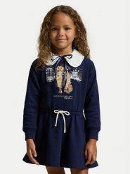 Polo Ralph Lauren Sukienka dzianinowa 312979035001 Granatowy Regular Fit. Niebieskie sukienki dla dziewczynek Polo Ralph Lauren, bez wzorów, z dzianiny, bez ramiączek. Za 589.99 zł.