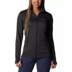 Damska bluza polarowa Columbia Park View Grid Fleece z pełnym zamkiem błyskawicz. Czarne bluzy sportowe damskie Columbia, l, bez wzorów, z polaru, bez kaptura, trekkingowe. W wyprzedaży za 280.00 zł.