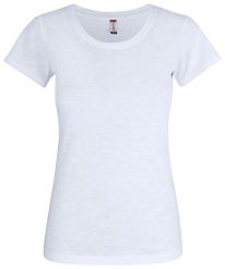 Clique Slub-T Women — Dopasowana koszulka damska 100% bawełna slub – white. Białe t-shirty damskie CLIQUE, xl, bez wzorów, z bawełny, bez kołnierzyka. Za 116.62 zł.