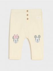 Spodnie Mickey Mouse - kremowy. Białe spodenki niemowlęce Sinsay, bez wzorów, z jeansu. Za 10.99 zł.