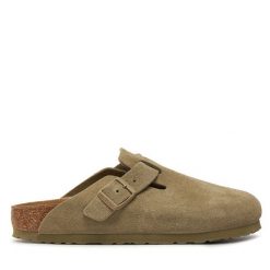 Klapki Birkenstock. Zielone klapki damskie Birkenstock, bez wzorów, bez obcasa. Za 679.99 zł.