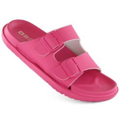 Klapki damskie piankowe z klamrami fuksja Big Star NN274A754. Czerwone klapki damskie Big Star, bez wzorów, z materiału, retro, bez obcasa. Za 65.99 zł.
