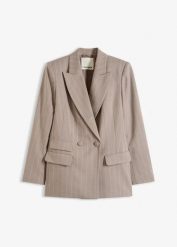 Żakiet w paski. Brązowe żakiety damskie bonprix, bez wzorów, eleganckie. Za 219.99 zł.