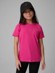 4F T-shirt regular gładki dziewczęcy - różowy 146 (10-11 lat). Czerwone t-shirty i topy dla dziewczynek 4f, bez wzorów, z bawełny, bez ramiączek. Za 29.99 zł.