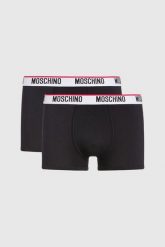 MOSCHINO Męskie czarne bokserki Underwear 2PACK, Rozmiar XL. Czarne bokserki męskie MOSCHINO, m, bez wzorów, z bawełny. W wyprzedaży za 169.99 zł.