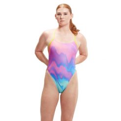 Strój Kąpielowy Speedo Tie Back Pastel Ripples – Różowo/Niebieski - Rozmiar 38. Czerwone stroje kąpielowe dla dziewczynek Speedo, bez wzorów. Za 1,092.96 zł.