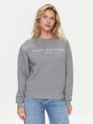 Tommy Hilfiger Bluza Logo WW0WW39791 Szary Regular Fit. Szare bluzy damskie Tommy Hilfiger, s, bez wzorów, z bawełny, bez kaptura. Za 459.99 zł.