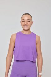 Koszulka Infinite Cropped Tank Top – fioletowa. Fioletowe koszulki sportowe damskie OOSC, m, bez wzorów, z materiału, bez kołnierzyka, bez ramiączek, na fitness i siłownię. Za 147.99 zł.