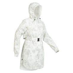 Kurtka turystyczna damska Quechua Raincut Long wodoodporna. Czerwone kurtki damskie QUECHUA, m, bez wzorów, bez kaptura. Za 129.99 zł.