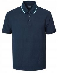 Dzianinowa Męska Koszulka Polo - Pako Jeans - Granatowa. Niebieskie koszulki polo męskie Pako Jeans, l, bez wzorów, z bawełny, casualowe, bez ramiączek. Za 129.00 zł.