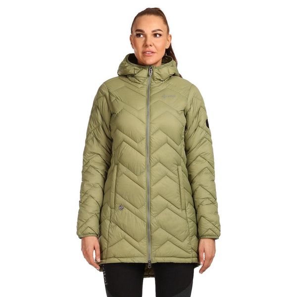 Damski płaszcz ocieplany Kilpi LEILA-W. Zielone kurtki damskie Kilpi, xs, bez wzorów, z nylonu, bez kaptura, trekkingowe. Za 422.05 zł.