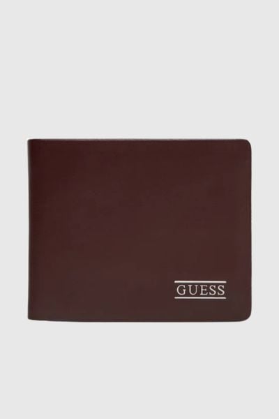 GUESS Brązowy portfel męski New Bosto Bifold. Brązowe portfele męskie Guess, z aplikacjami, ze skóry. W wyprzedaży za 177.99 zł.