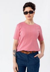 Grubsza, bawełniana koszulka TM-LUPINA. Czerwone t-shirty damskie Volcano, m, bez wzorów, z bawełny, bez kołnierzyka. Za 59.99 zł.