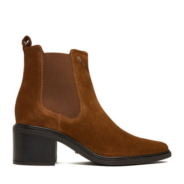 Botki MEXX. Brązowe botki damskie Mexx, bez obcasa, na słupku, bez zapięcia. Za 259.99 zł.