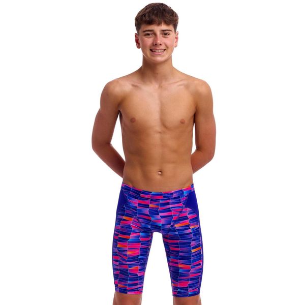 Spodenki FUNKY TRUNKS Warped Waves - jammery chłopięce. Fioletowe kąpielówki dla chłopców FUNKY TRUNKS, bez wzorów. Za 199.00 zł.