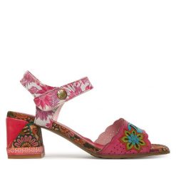 Sandały Laura Vita. Czerwone sandały damskie Laura Vita, bez wzorów, bez obcasa, na słupku, bez zapięcia. Za 389.99 zł.