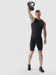 4F Spodenki treningowe slim szybkoschnące męskie - czarne M. Czarne krótkie spodenki sportowe męskie 4f, m, bez wzorów, z dzianiny, krótkie, na fitness i siłownię. W wyprzedaży za 79.99 zł.