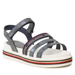 Sandały Tommy Hilfiger. Niebieskie sandały dziewczęce Tommy Hilfiger, bez zapięcia. Za 389.99 zł.