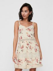 ONLY Sukienka letnia Karmen 15177478 Beżowy Regular Fit. Brązowe sukienki damskie Only, na lato, bez wzorów, z wiskozy, bez kołnierzyka, bez ramiączek. Za 99.99 zł.