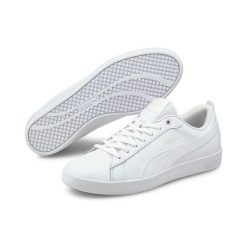 Damskie buty sportowe Smash v2 Leather PUMA. Białe obuwie sportowe damskie Puma, bez wzorów, z gumy, tenisowe. Za 283.60 zł.