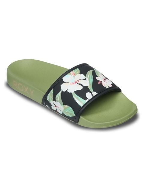 Klapki basenowe damskie SLIPPY IV. Czarne klapki damskie Roxy, bez wzorów, z gumy, bez obcasa. Za 139.99 zł.