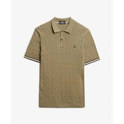 Polówka z teksturowanej siateczki Superdry. Zielone koszulki polo męskie Superdry., m, bez wzorów, eleganckie, bez ramiączek. Za 284.00 zł.