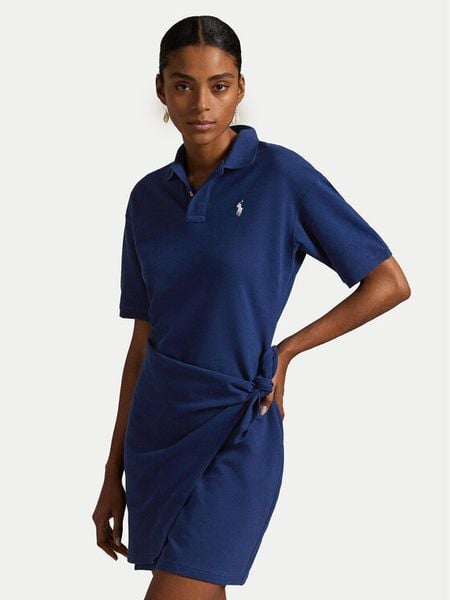 Polo Ralph Lauren Sukienka codzienna 211A88516001 Granatowy Straight Fit. Niebieskie sukienki damskie Polo Ralph Lauren, na co dzień, xs, bez wzorów, z bawełny, bez kołnierzyka, bez ramiączek, proste. Za 459.99 zł.