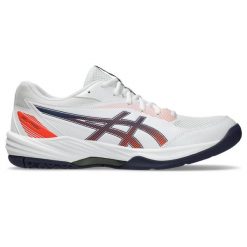 Buty halowe Asics Gel-Task 4. Białe buty sportowe męskie Asics, ze skóry, bez zapięcia, do piłki ręcznej. Za 384.50 zł.