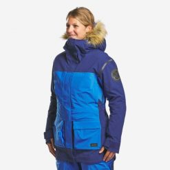Second Life - Parka trekkingowa damska Forclaz Arctic 900 -33°C wodoodporna. Niebieskie parki damskie FORCLAZ, na zimę, l, bez wzorów, z futra, biznesowe, bez kaptura. Za 799.00 zł.