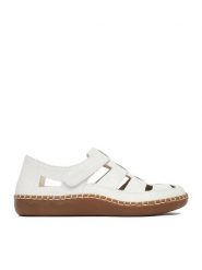 Rieker Półbuty CEO-N2453-80 Biały. Białe półbuty damskie Rieker, bez wzorów, ze skóry, bez obcasa, na płaskiej podeszwie, bez zapięcia. Za 349.99 zł.