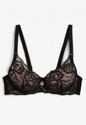 Czarno-Beżowy Biustonosz z Koronką i Funkcją Push Up Wifia. Czarne biustonosze Renee, bez wzorów, z koronki. Za 39.99 zł.