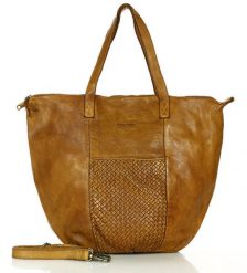 Shopper bag skórzany MARCO MAZZINI camelowy VS1b. Torebki shopper damskie bez wzorów, ze skóry, duże, bez dodatków. Za 474.05 zł.