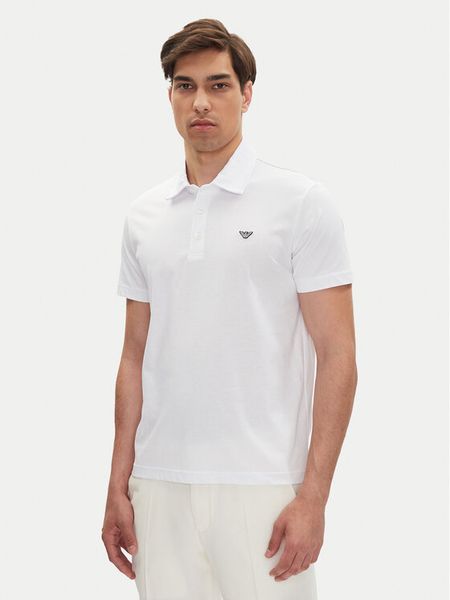 Emporio Armani Polo EM000571 AF12331 U0002 Biały Regular Fit. Białe koszulki polo męskie Emporio Armani, m, bez wzorów, z bawełny, bez ramiączek. Za 312.69 zł.