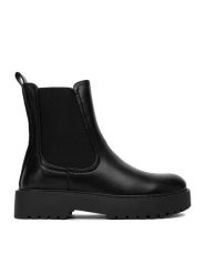 DeeZee Sztyblety 24ST0112-1 Czarny. Czarne botki damskie DeeZee, z materiału, bez obcasa, na płaskiej podeszwie, bez zapięcia. Za 179.99 zł.