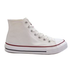 Wysokie Trampki Męskie Big Star NN174104 Białe. Białe trampki męskie bez wzorów, z gumy, retro, bez zapięcia. Za 191.73 zł.