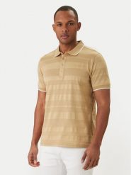 KARL LAGERFELD Polo 745006 562201 Beżowy Regular Fit. Brązowe koszulki polo męskie KARL LAGERFELD, m, bez wzorów, z bawełny, bez ramiączek. Za 589.99 zł.