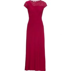 Długa sukienka z koronką bonprix czerwony rubinowy. Czerwone sukienki damskie bonprix, w koronkowe wzory, z koronki, eleganckie, bez rękawów. Za 149.99 zł.