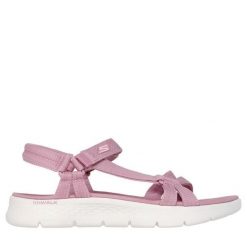 Sandały damskie SKECHERS Go Walk Flex Sandal Sublime. Fioletowe sandały damskie Skechers, bez wzorów, bez obcasa, bez zapięcia. Za 219.99 zł.