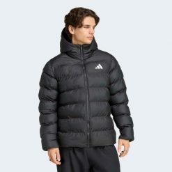 Kurtka puchowa męska ADIDAS. Kurtki męskie Adidas, m, bez wzorów, z materiału, z kapturem. Za 579.99 zł.