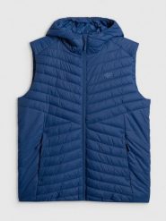 4F Bezrękawnik z wypełnieniem syntetycznym męski - granatowy 3XL. Niebieskie kurtki męskie 4f, m, bez wzorów, z materiału, z kapturem. Za 229.99 zł.