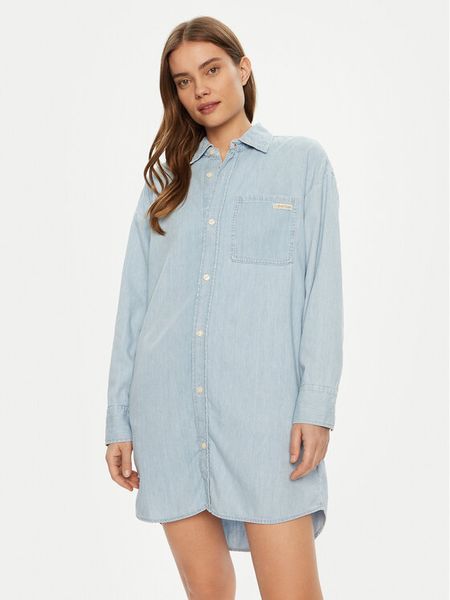 Calvin Klein Jeans Sukienka jeansowa J20J225472 Niebieski Loose Fit. Niebieskie sukienki damskie Calvin Klein Jeans, l, bez wzorów, z bawełny, bez kołnierzyka, bez ramiączek. Za 299.99 zł.