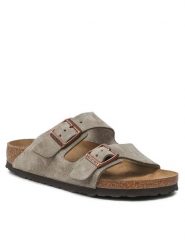 Birkenstock Klapki Arizona Bs 51463 Szary. Szare klapki damskie Birkenstock, bez wzorów, ze skóry, bez obcasa. Za 449.99 zł.