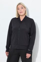Damskie Bluza dresowa funkcyjna stójka otwór na kciuk z recyklingu. Czarne bluzy damskie Ulla Popken, plus size, bez wzorów, z dresówki, bez kaptura. Za 233.99 zł.