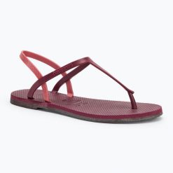 Sandały damskie Havaianas Paraty RJ. Czerwone klapki damskie Havaianas, bez wzorów, bez obcasa, bez zapięcia. Za 109.99 zł.