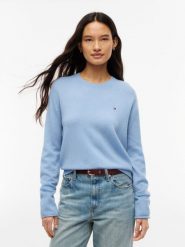 Tommy Hilfiger wełniana bluzka Kobiety Wełna niebieski, XS. Niebieskie bluzki damskie Tommy Hilfiger, xs, bez wzorów, z wełny, bez kołnierzyka, bez ramiączek. Za 649.95 zł.