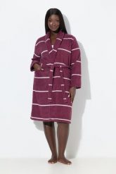 Damskie Szlafrok paski szalowy kołnierz długi rękaw frotte. Zielone szlafroki damskie Ulla Popken, plus size, bez wzorów, z bawełny, plus size, bez ramiączek, długie, bez kaptura. Za 349.99 zł.